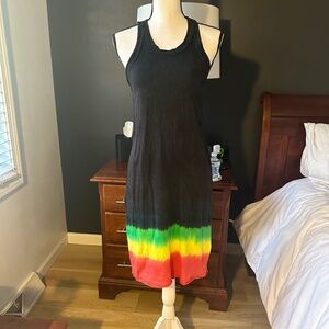 Tie dye black sleeveless tank dress - Size L - fits like M